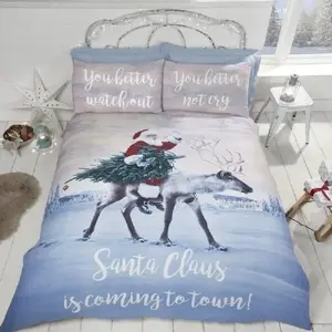 Gultas veļas komplekts Dymo dvīņu sega 200x200 cm 'Santa's Coming to Town' no Julemanden