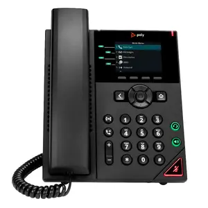 IP-телефон HP Poly VVX 250 — 4 линии, PoE, гигабитный Ethernet, 2.8" ЖК-дисплей, проводная трубка, чёрный