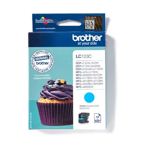 Картридж Brother LC-123C Original, голубой (Cyan), 1 шт., примерно 600 стр.
