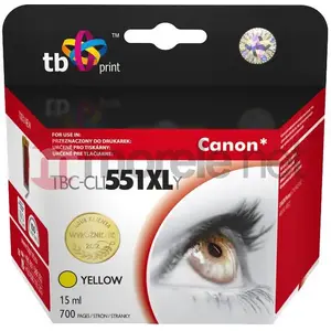 Ink cartridge TB Print CLI-551XL Y Yellow compatible with Canon printers, high-capacity