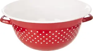 Enamel Serving Bowl ORION 34 cm, red with white polka dots