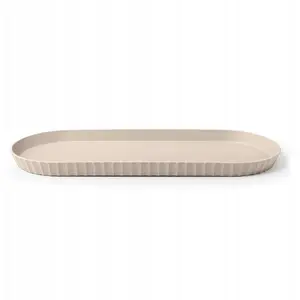 Oval serving platter Bolesławiec MINERVA 51 x 20.5 cm, grey-beige