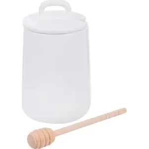 Porcelain honey pot ORION with lid and dipper spoon 470 ml