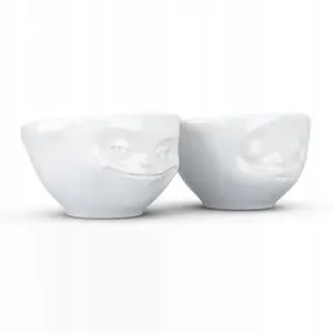 Bowls set FiftyEight FIFTYEIGHT 100 ml, smiling and kissing faces, white, 2-piece