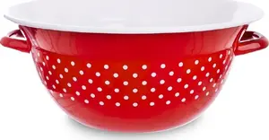 Enamel Bowl ORION 26 cm retro red with white polka dots