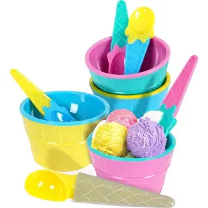 Ice Cream Cups and Spoons Set Excellent Houseware — 9-piece dessert bowls with spoons and scoop