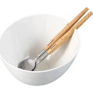 Salad Serving Bowl with Spoons Klausberg KB-7787, Porcelain, 23 cm, White