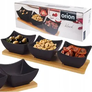 Porcelain snack bowls ORION BLACK set of 4, black, 31.5 cm
