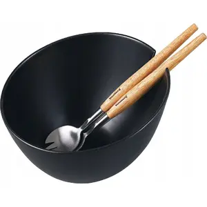 Salad Bowl with Serving Spoons Klausberg KB-7786 porcelain 23 cm black