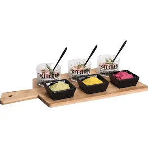Snack bowls set Excellent Houseware KO587948 on bamboo serving board, 10-piece tapas set