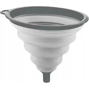Silicone Collapsible Funnel Katex 072732 — Gray, Foldable Kitchen and Automotive Funnel