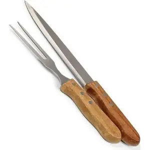 Cutting and Serving Set bercato Trancherset — 33 cm knife, 26.5 cm fork — Stainless steel blades, Acacia wood handles