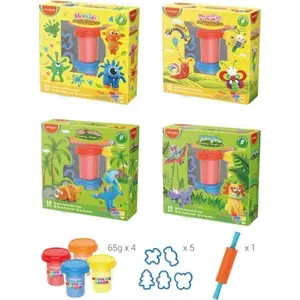 Modeling clay set Keyroad Ciastolina 4×65 g with 5 molds and roller, assorted colors
