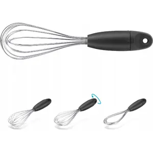 Кухонный венчик Dreamfarm Mini Flisk Black — компактный ручной венчик, стальные проволоки, эргономичная ручка