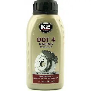 Brake Fluid K2 DOT4 Racing 250 ml bottle, brand K2, MPN T126