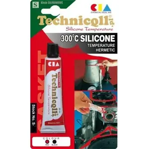 Augstas temperatūras silikona hermētiķis 20 ml, Technicqll, melns
