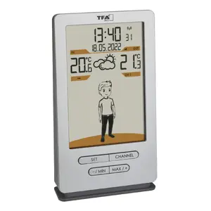Weather Jack Silver погодная станция TFA модель 35.1166.54 — внутр. 0–50°C, наруж. -40–60°C, барометр, питание AA