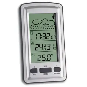 Цифровая метеостанция TFA 35.1079 серебристая — внутр. -10–60°C, нар. -40–65°C, влажность нар. 20–99%, будильник