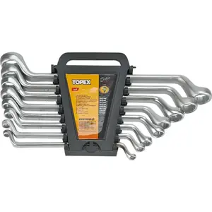 Ring spanner set, Topex 35D855 — bent/open-ended rings 6–17 mm, 6 pieces
