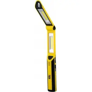 Akkumulatora darbnīcas LED lukturis KEL LW-2PB — COB 3W + 1W, 2.6Ah Li‑Ion, āķis, magnēts, powerbank