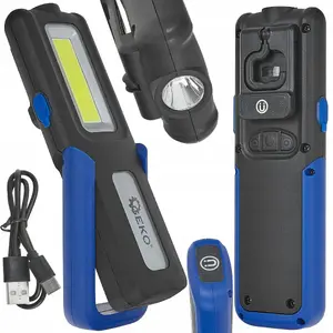 Darbnīcas uzlādējamā lampa GEKO POWERBANK LED COB 5W + 3W, 2000mAh, 400 lm, IP44, magnētiska, regulējama