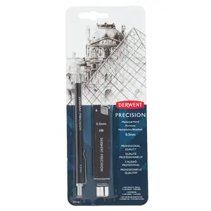 Mīkstā zīmuļa pildspalva TPC Derwent Precision HB 0,5 mm komplekts — apaļš korpuss, HB mina