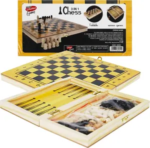 Board Game mega creative 3-in-1 Chess Set in Wooden Box
