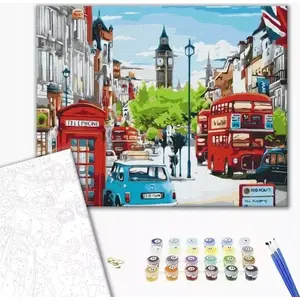 Krāsošana pēc numuriem Ideyka BRUSHME 40x50 cm — «Pīķa stunda Londonā», 1 gab.