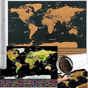 Scratch-off World Map with Flags Iso Trade 23443 — poster map, scratch-off travel map