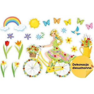Spring decoration LearnHow — 'Pani Wiosna' on bicycle, 20 pieces, seasonal home decor
