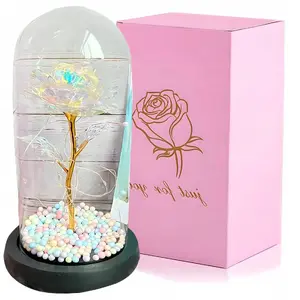 Decorative LED Rose in Glass Extralink W-861 — LED illuminated preserved rose in glass dome