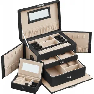 Jewelry box LEOBERT JBC121B - compact storage case for rings, earrings and necklaces