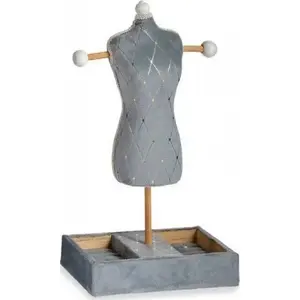 Gift Decor jewelry box on legs, gray velvet with wood accents, 12 x 40 x 24 cm