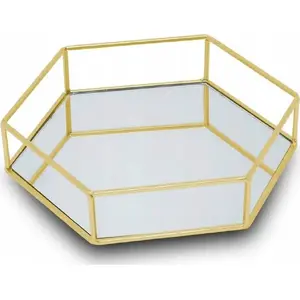 Mirror Tray MOON in the room OTEL ML25 – decorative organizer, gold finish