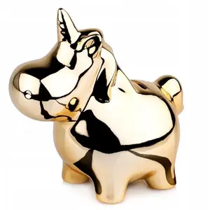 Ceramic Golden Mirrored Unicorn Money Box Skrzynkazdrewna VILDE 18×10.5 cm
