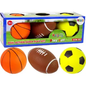 Soft Sports Balls Set LEANToys 3-in-1 — football and basketball plush balls (LEANToys 11334)