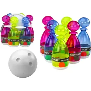 LEANToys Bowling Set for Play — 6 Transparent Colored Pins, Indoor Kids Game