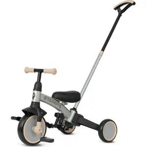 Trīsritenis Qplay Stager 3‑1 Silver — regulējams bērnu trīsritenis