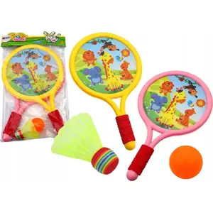 Badminton Rackets for Children LEANToys Animals Yellow-Pink – Set of 2 lightweight rackets