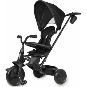 Trīsriteņa velosipēds Qplay Elite Platinum Black — bērnu trīsritenis ar drošības jostu un pārveidojamu dizainu