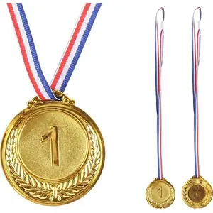 Trophy Medal LEANToys 6.5 cm Zinc 'First Place' Gold Finish