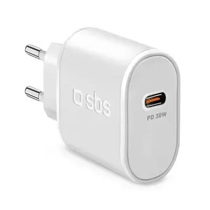 Mobilā ierīce lādētājs SBS Mobile TETR1CPD30 — USB Type-C 1 ports, AC iekštelpu, 100–240 V ieeja, līdz 20 V izeja, balts