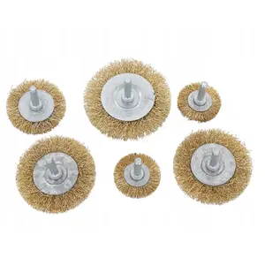 Wire Brush Set for Drill GEKO 6-piece — assorted steel brushes for cleaning, deburring, surface preparation