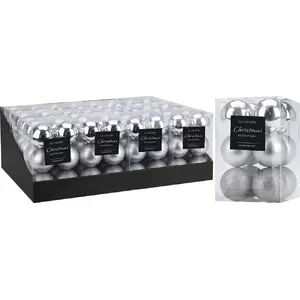 Set of 12 Christmas baubles 6 cm, affek design, silver