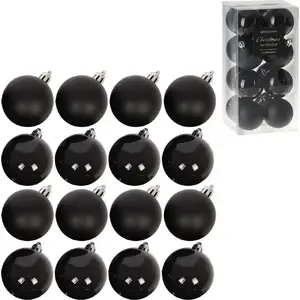 Vilde non-breakable Christmas bauble set, black, 16 pcs, 5 cm