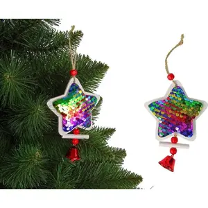 Christmas tree ornament LEAN Sport model 12614 with sequins and bell, decorative hanging ornament