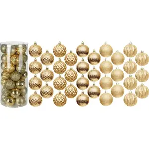 Christmas decoration plastic baubles set 35 pcs 6 cm gold