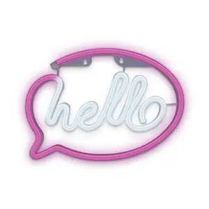 Light decoration figure TelForceOne Forever Light Neon LED HELLO pink white, 290×290×23 mm, LED, USB/AA battery