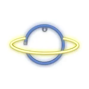 Light decoration figure Forever Light SATURN yellow blue Bat LED, PVC housing, USB/AA battery, 308×190×23 mm