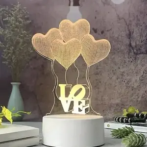 Night Lamp Extralink HOME 3D Optical Illusion Four Hearts USB bedside lamp